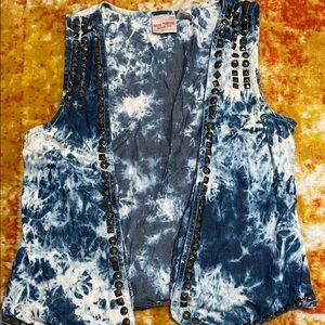 Retro Blue Denim Tie-Dye Studded Vest by Young Threads